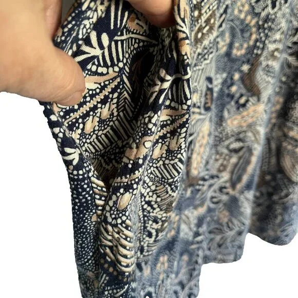 Pure Jill Tunic Mini Dress sz XL Petite Scoop Neck Pockets Cotton Floral Boho - Picture 4 of 9